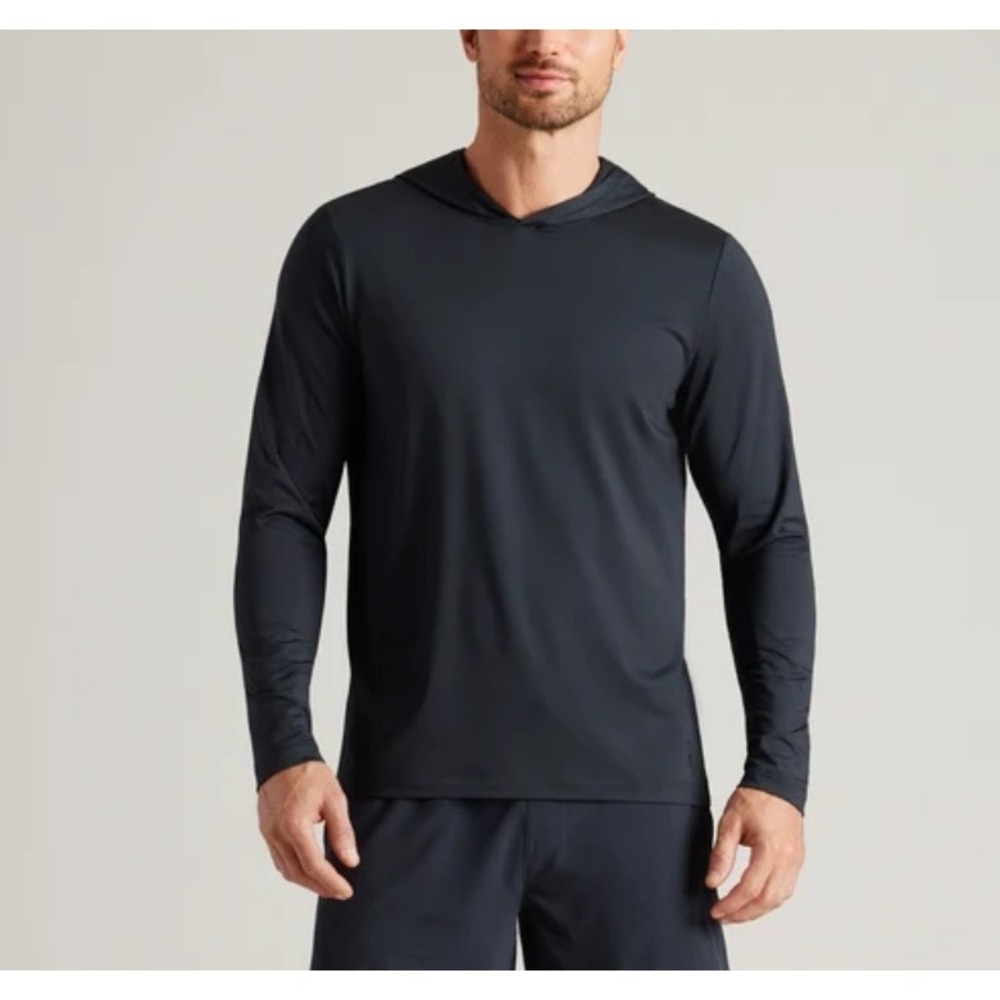 Rhone Mens Base Training Hoodie Shirt Black Long Sleeve Athletic Outdoor Small
